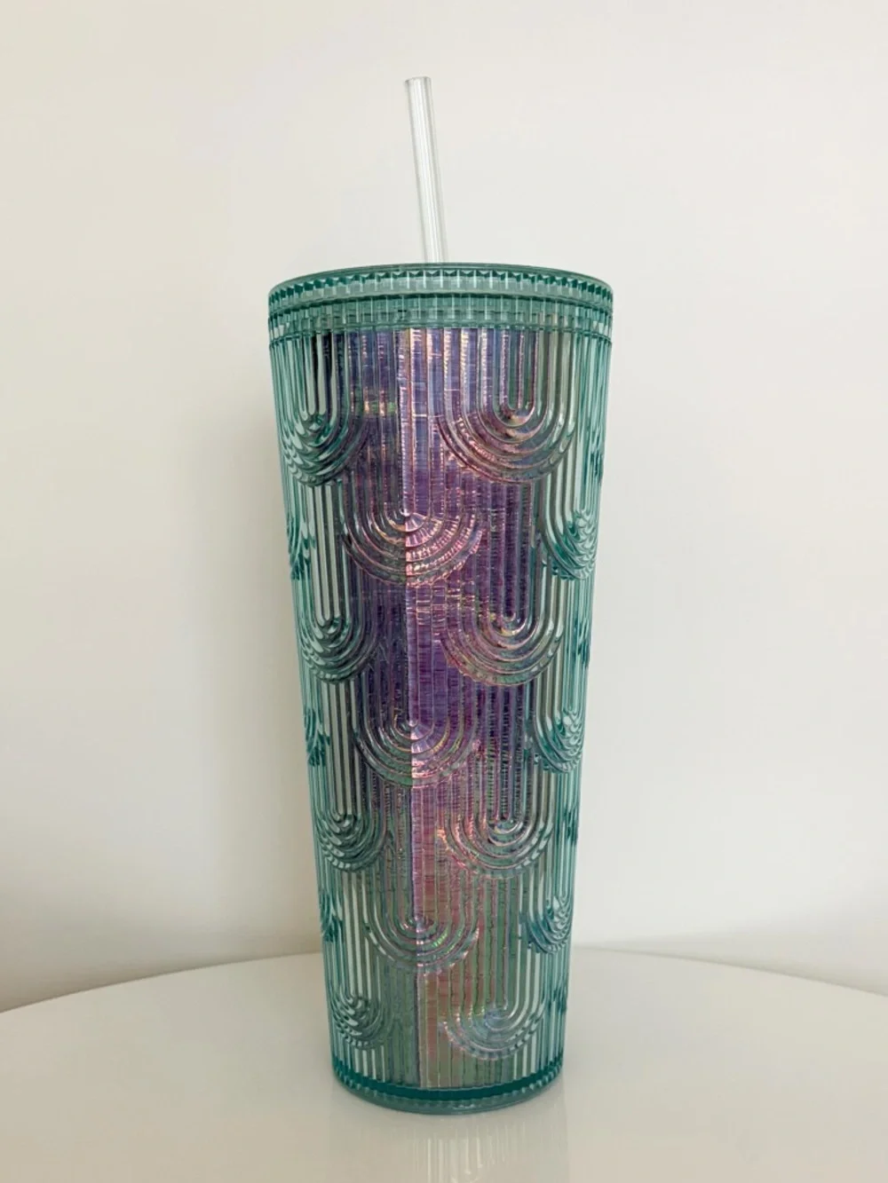 Starbucks Iridescent Mermaid Tumbler Venti 24oz Cold Cup Blue Purple Rainbow Cup